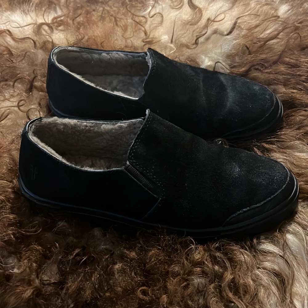 EUC Frye Gemma Suede Shearling Slip on Sneakers 6